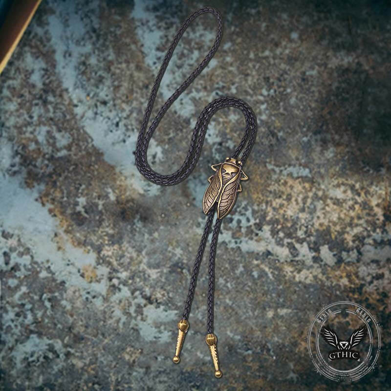 Vintage Gold Cicada Alloy Cowboy Bolo Tie
