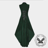 Vintage Gold Velvet Back Lace-Up Sleeveless Dress
