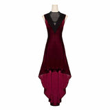 Vintage Gold Velvet Back Lace-Up Sleeveless Dress