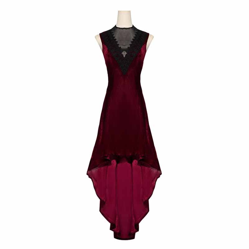 Vintage Gold Velvet Back Lace-Up Sleeveless Dress