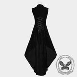 Vintage Gold Velvet Back Lace-Up Sleeveless Dress