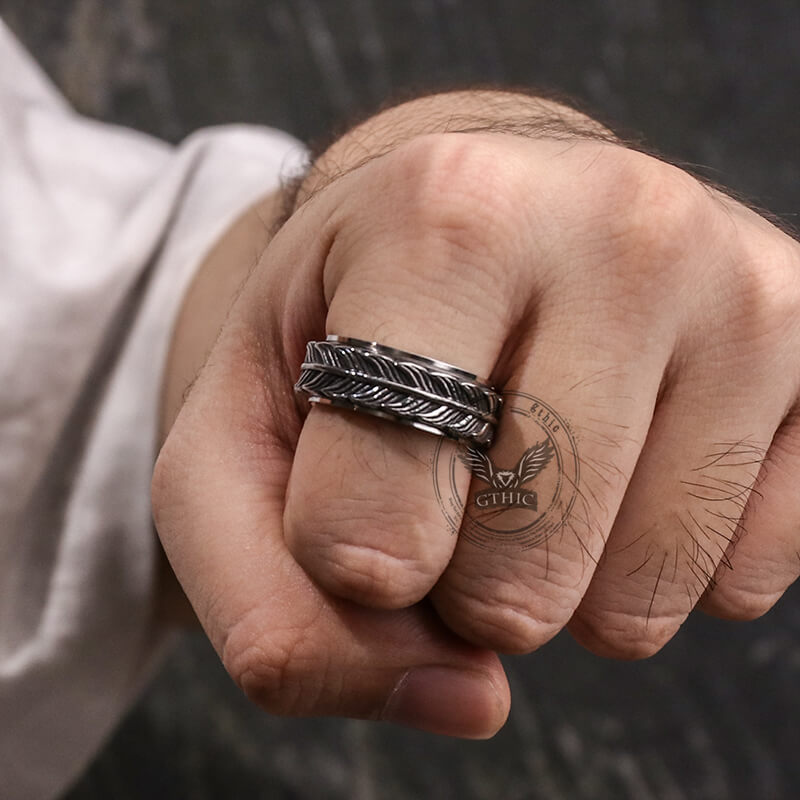 Vintage Goldfish Tail Stainless Steel Spinner Ring