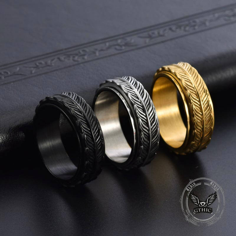 Vintage Goldfish Tail Stainless Steel Spinner Ring 01 | Gthic.com