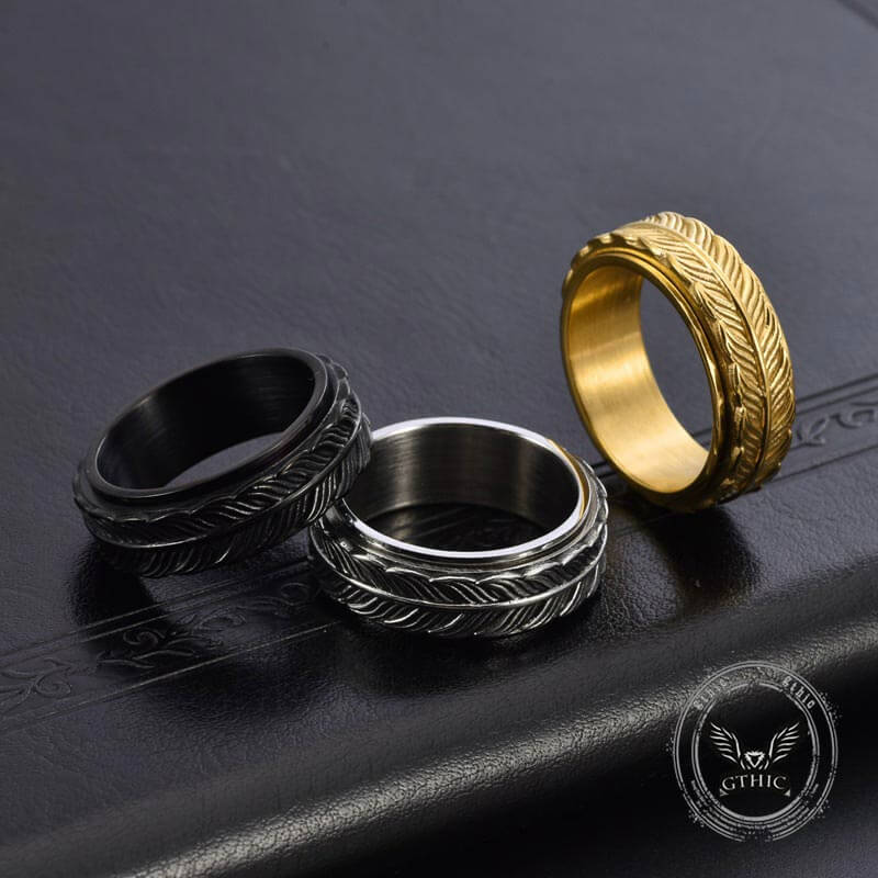 Vintage Goldfish Tail Stainless Steel Spinner Ring 03 | Gthic.com