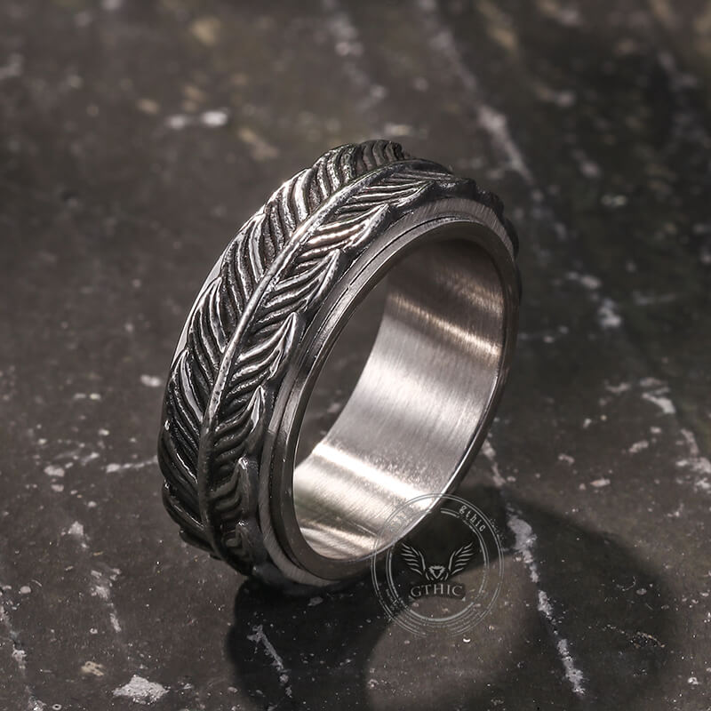 Vintage Goldfish Tail Stainless Steel Spinner Ring | Gthic.com