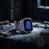 Vintage Greek Key Gemstone Stainless Steel Ring | Gthic.com
