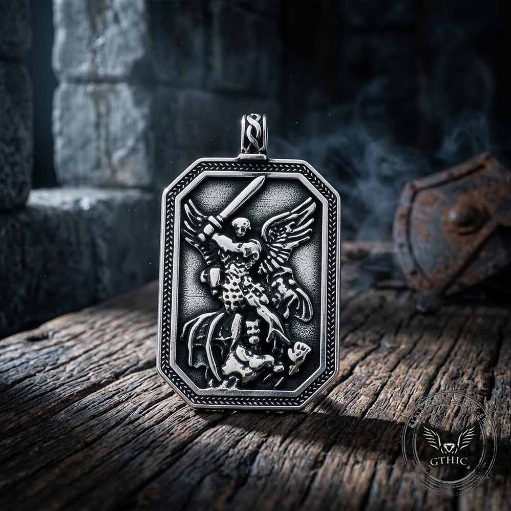Vintage Guardian Angel Stainless Steel Pendant | Gthic.com
