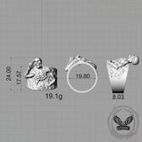 Vintage Half Skull Salute Sterling Silver Ring