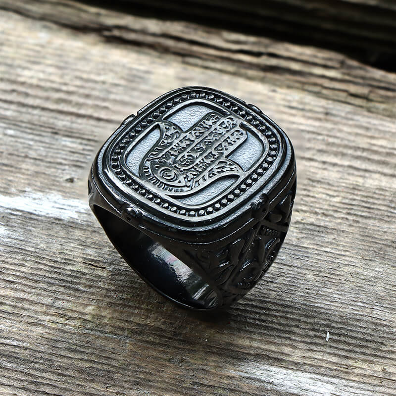 Vintage Hand of Fatima Stainless Steel Ring