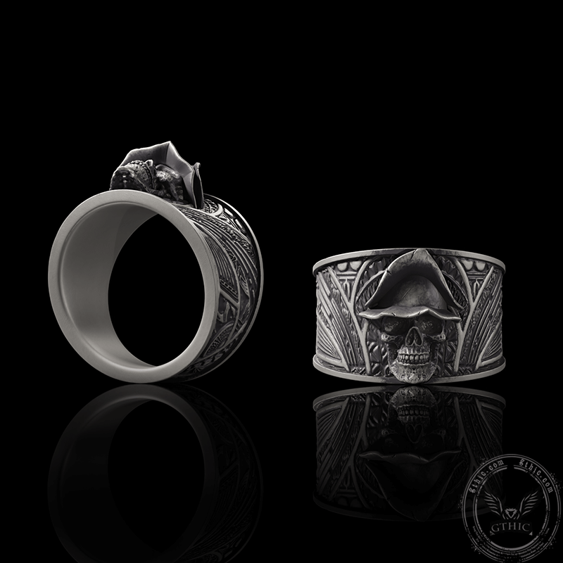 Vintage Hat Skull Sterling Silver Ring | Gthic.com