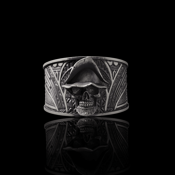 Vintage Hat Skull Sterling Silver Ring | Gthic.com