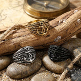 Vintage Hemp Rope Anchor Stainless Steel Ring | Gthic.com