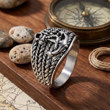 Vintage Hemp Rope Anchor Stainless Steel Ring | Gthic.com