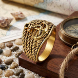 Vintage Hemp Rope Anchor Stainless Steel Ring