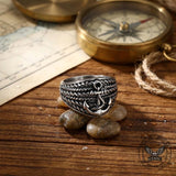 Vintage Hemp Rope Anchor Stainless Steel Ring