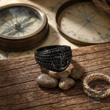 Vintage Hemp Rope Anchor Stainless Steel Ring