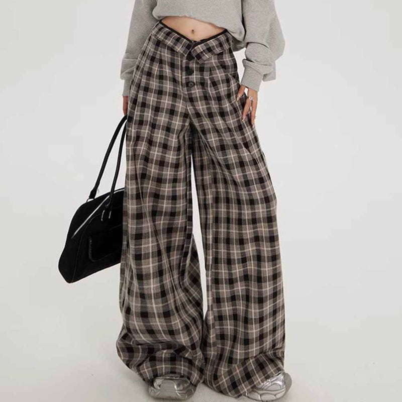 Vintage High Waist Plaid Design pants | Gthic.com