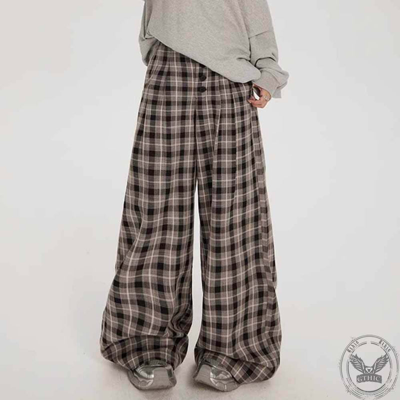 Vintage High Waist Plaid Design pants | Gthic.com