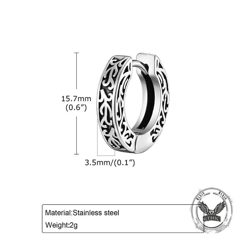 Vintage Hip-hop Pattern Stainless Steel Hoop Earrings | Gthic.com