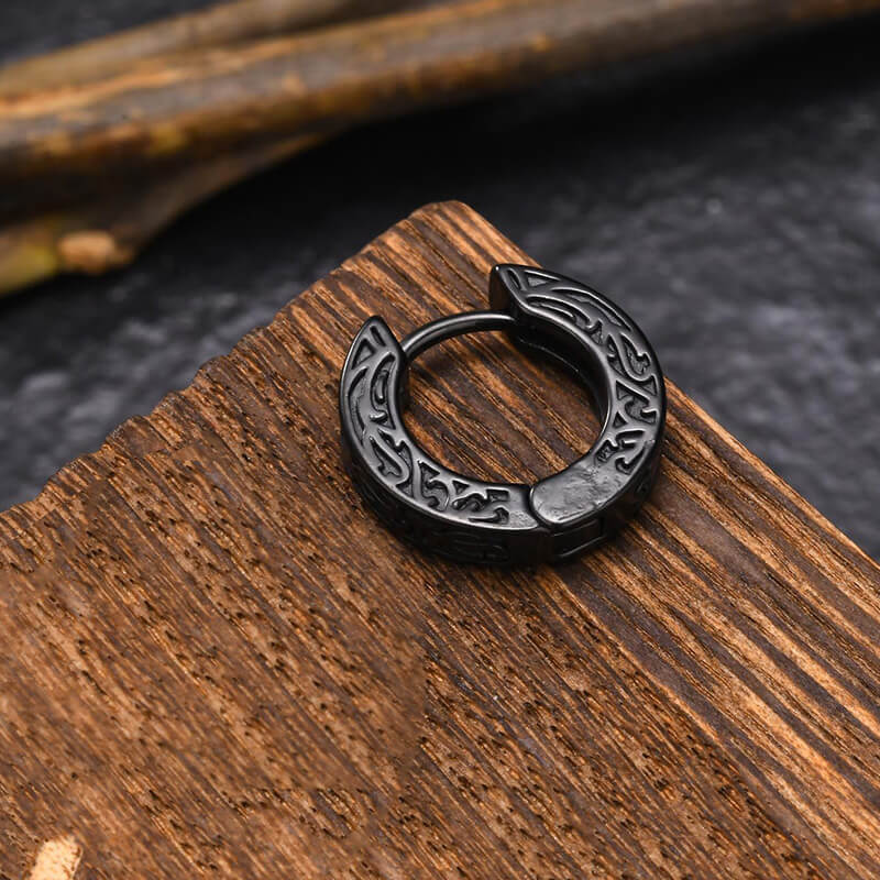 Vintage Hip-hop Pattern Stainless Steel Hoop Earrings | Gthic.com