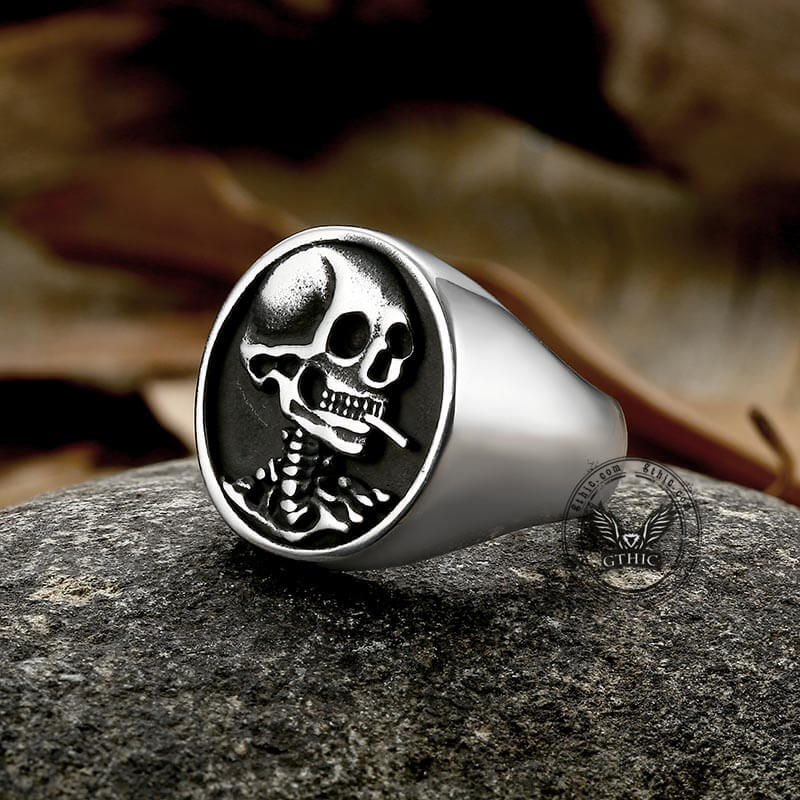 Vintage Hobo Skeleton Stainless Steel Ring | Gthic.com