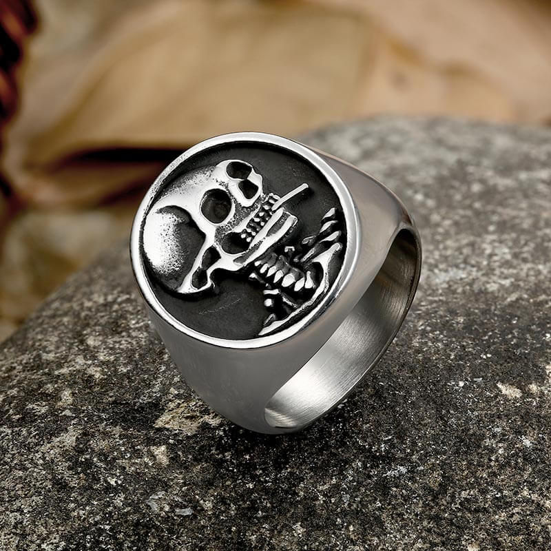 Vintage Hobo Skeleton Stainless Steel Ring | Gthic.com