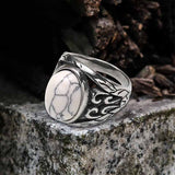 Vintage Hollow Carved Gemstone Stainless Steel Ring 03 | Gthic.com
