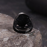 Vintage Hollow Carved Gemstone Stainless Steel Ring