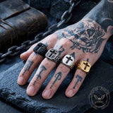 Vintage Hollow Cross Stainless Steel Ring | Gthic.com