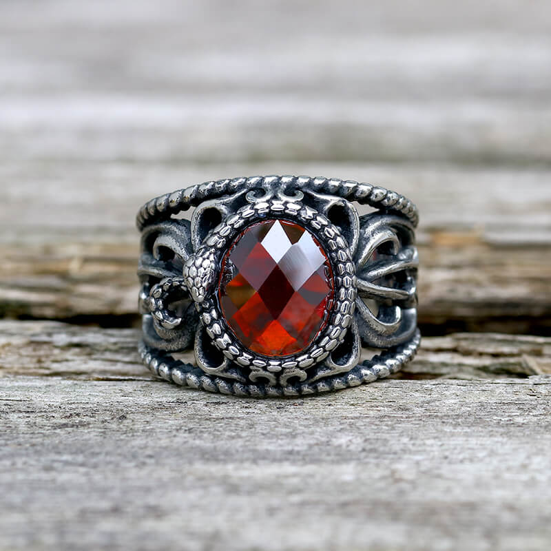 Vintage Hollow Design Stainless Steel Snake Ring | Gthic.com