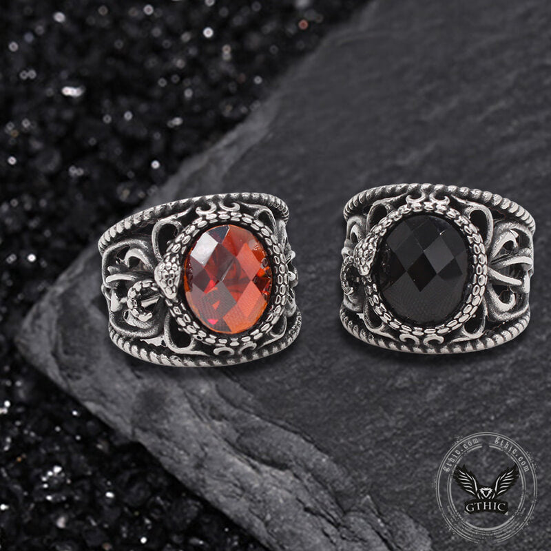 Vintage Hollow Design Stainless Steel Snake Ring | Gthic.com