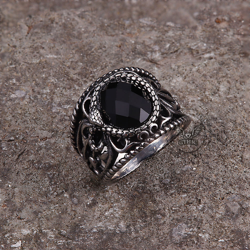 Vintage Hollow Design Stainless Steel Snake Ring