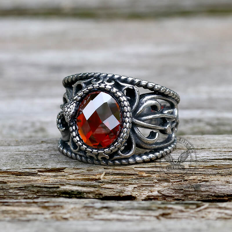 Vintage Hollow Design Stainless Steel Snake Ring | Gthic.com