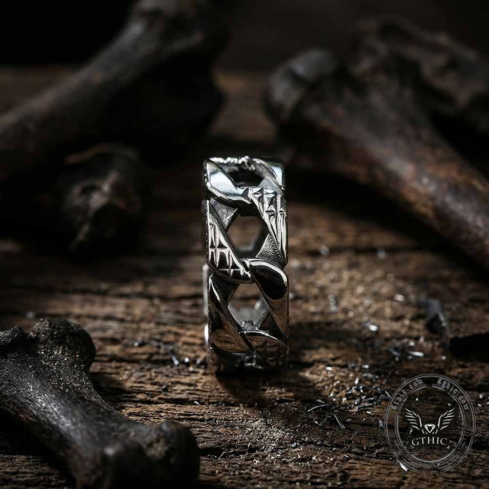 Vintage Hollow Out Chain Stainless Steel Ring