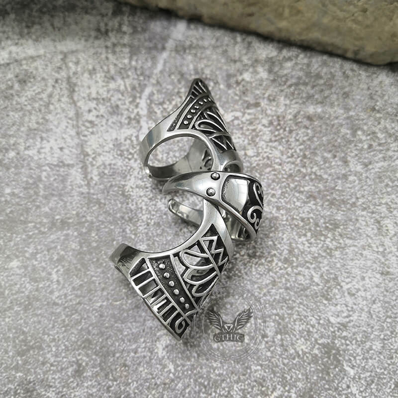 Vintage Hollow Pattern Stainless Steel Knuckle Ring | Gthic.com