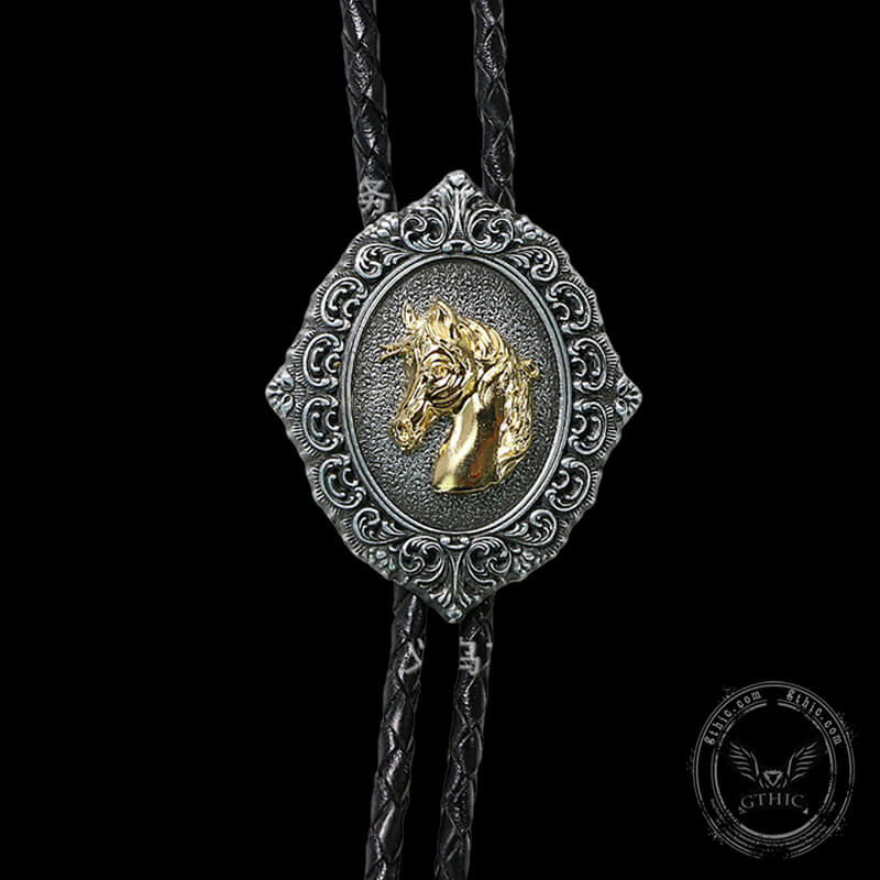 Vintage Horse Head Alloy Cowboy Bolo Tie