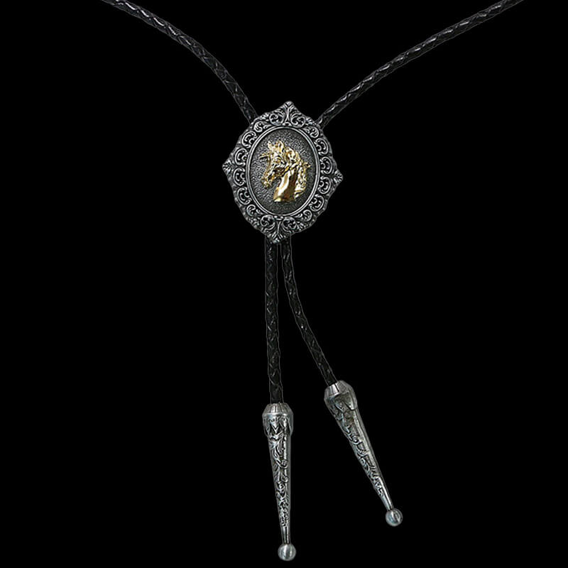 Vintage Horse Head Alloy Cowboy Bolo Tie