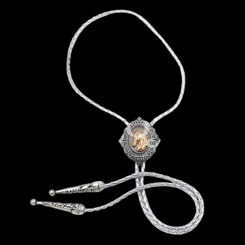 Vintage Horse Head Alloy Cowboy Bolo Tie
