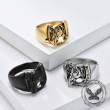 Vintage Horseshoe Horse Head Stainless Steel Ring | Gthic.com