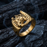 Vintage Horseshoe Horse Head Stainless Steel Ring