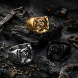 Vintage Horseshoe Horse Head Stainless Steel Ring | Gthic.com