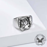 Vintage Horseshoe Horse Head Stainless Steel Ring
