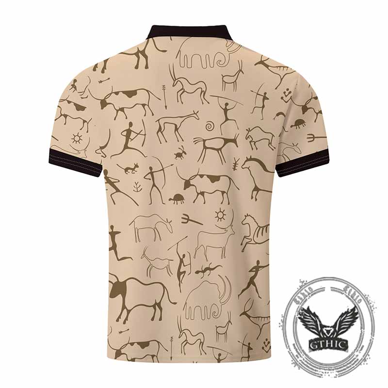 Vintage Hunting Rock Painting Print Polo Shirt 02 | Gthic.com
