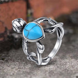 Vintage Indian Turtle Turquoise Stainless Steel Ring 01 | Gthic.com