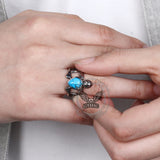 Vintage Indian Turtle Turquoise Stainless Steel Ring | Gthic.com