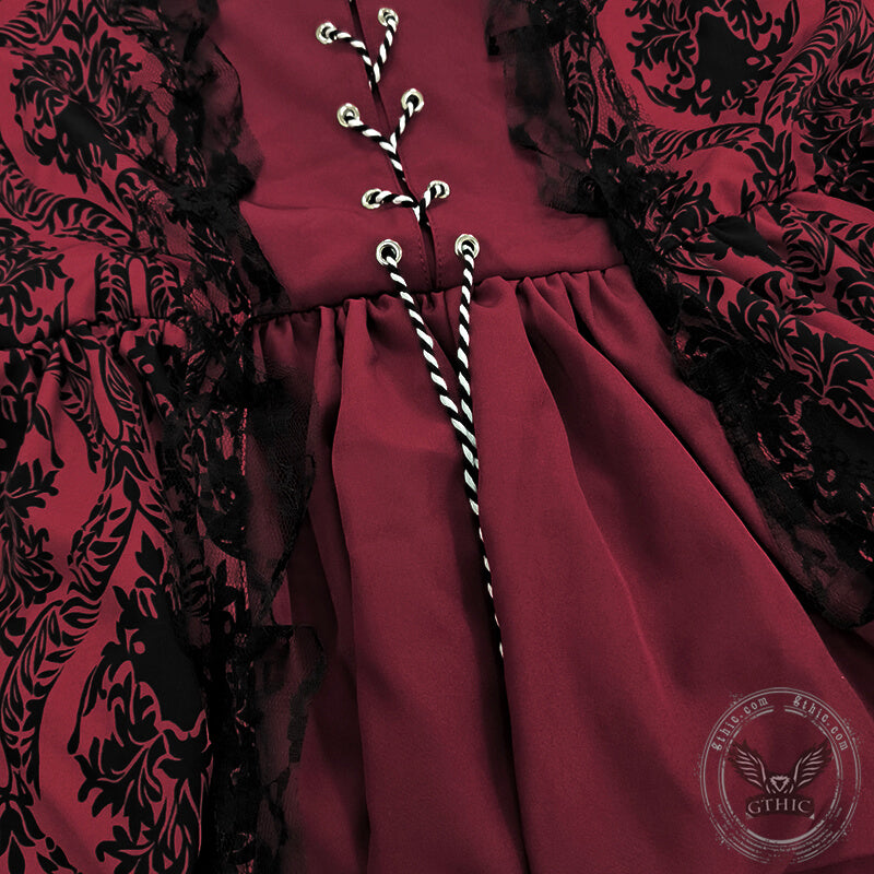 Vintage Jacquard Court Costume Gowns Dress