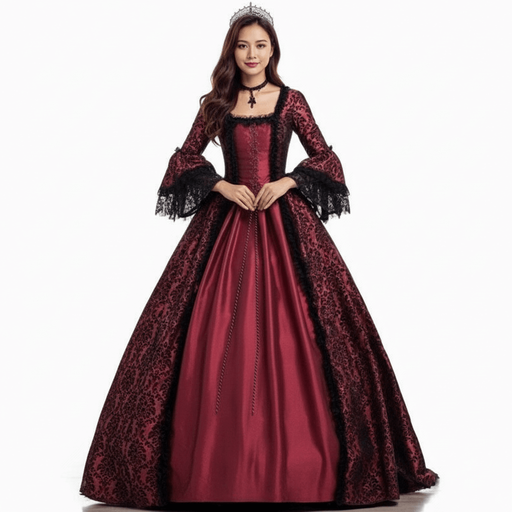 Vintage Jacquard Court Costume Gowns Dress | Gthic.com