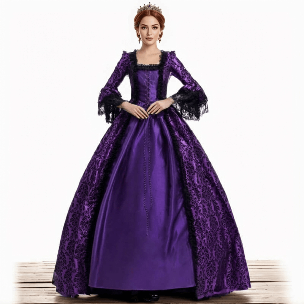 Vintage Jacquard Court Costume Gowns Dress | Gthic.com