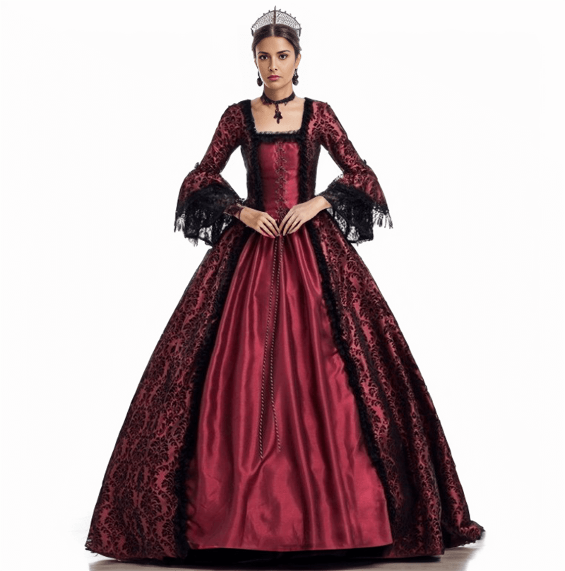 Vintage Jacquard Court Costume Gowns Dress | Gthic.com