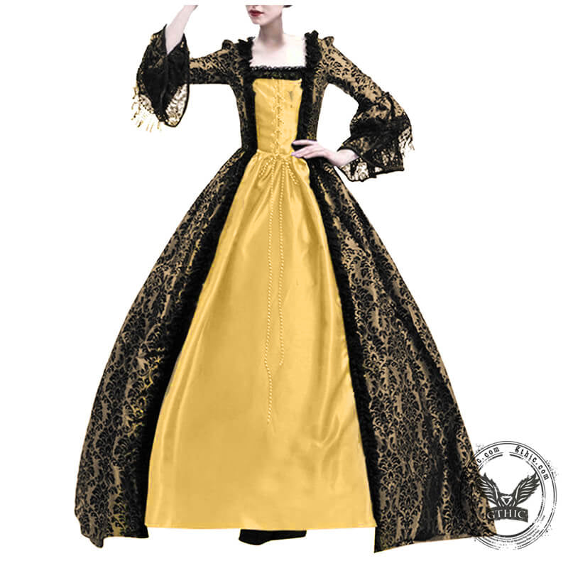 Vintage Jacquard Court Costume Gowns Dress